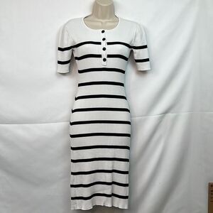 Slate and Willow striped Henley sweater dress white and black size XS
